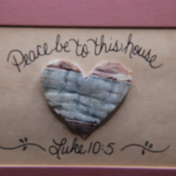5 x 7 Quilted Heart "Peace be to this House" Matted Picture - Picture 3 of 4